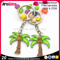 Custom plated metal enamel 3D coconut tree keychain